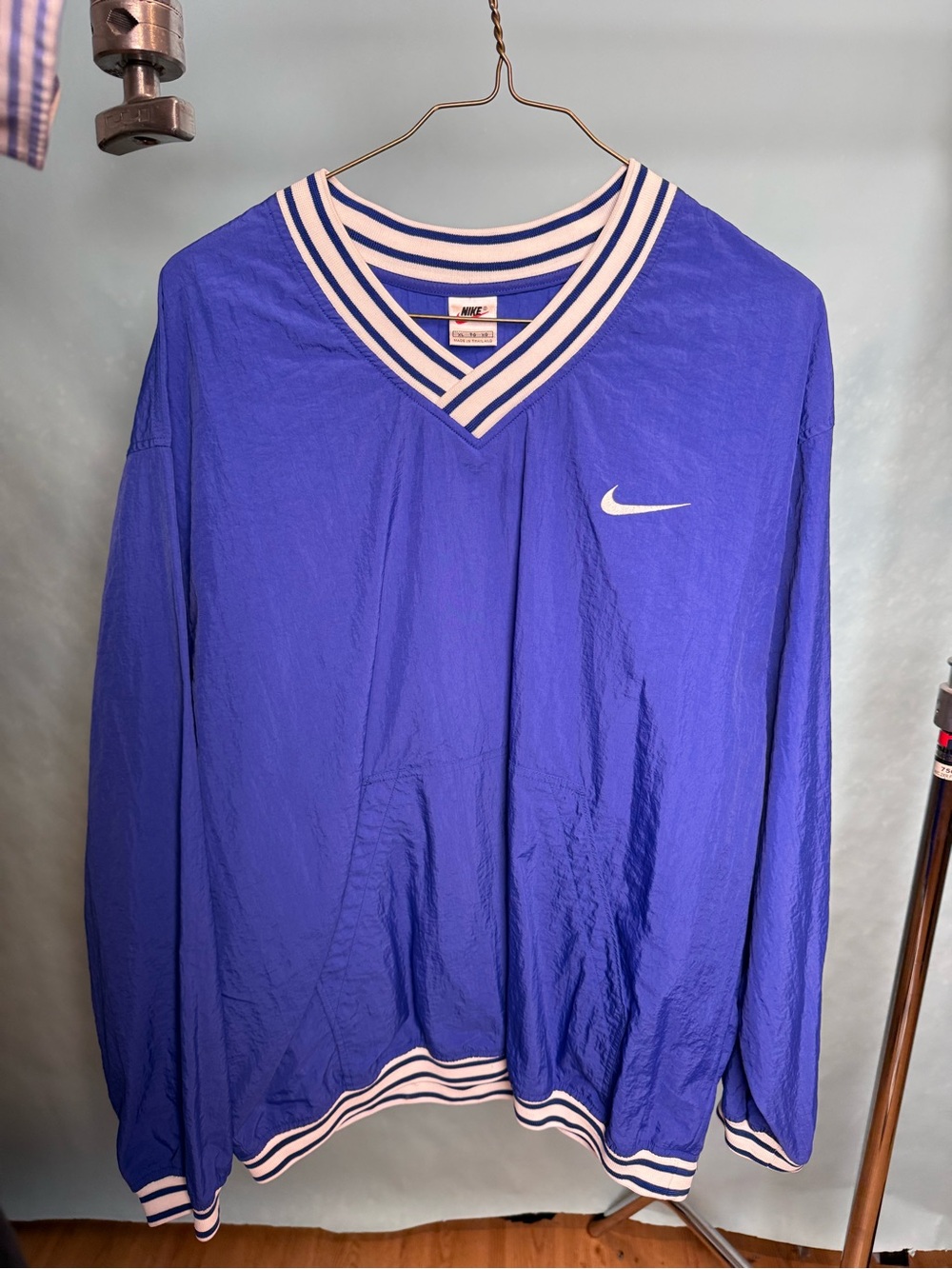 Nike Men’s Royal Blue Pullover with Striped V-Neck